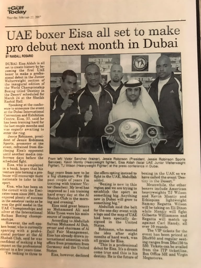 Gulf Today article featuring Victor Sanchez as trainer