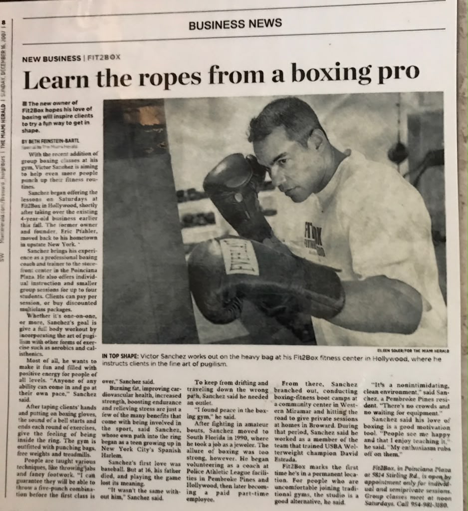 Archival newspaper coverage of Victor Sanchez and Fit2Box